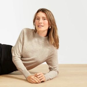 Everlane - Cashmere Raglan Mockneck, Oatmeal - XS